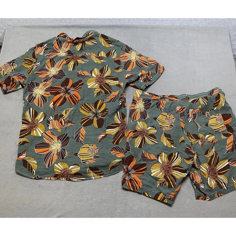 Jogal Unisex Multi Color Hawaiian Shirt and Shorts Set Size Large EUC - Picture 10 of 11